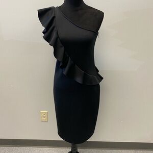 Antonio Melani Black Sz Small Raffle One Shoulder Formal Dress